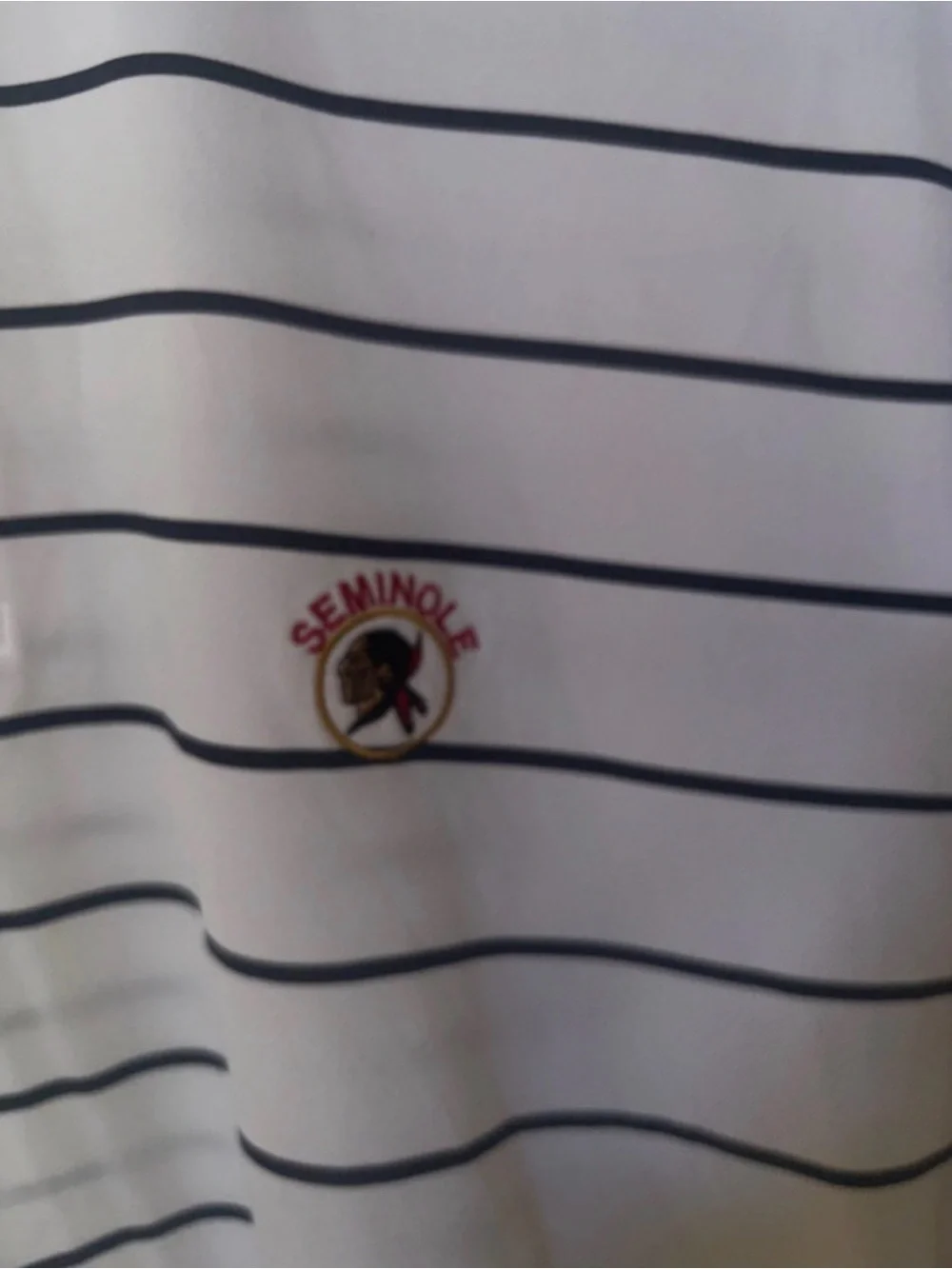 Ralph Lauren White Polo with Navy Horizontal Stripes